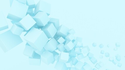 Fototapeta na wymiar background composition minimalistic focus cubes geometric blur blue style 3d render 