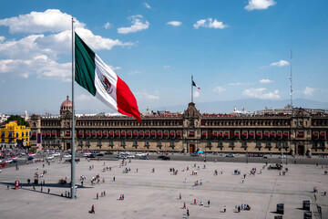 Historical landmark National Palace at Plaza de La Constitucion in Mexico City, Mexico.