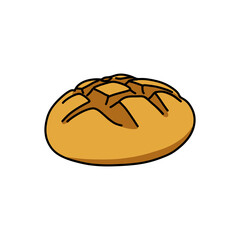 bread doodle icon, vector color line illustration