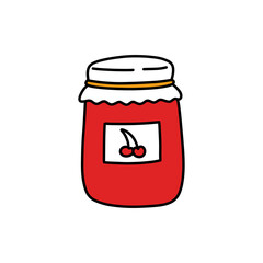 cherry jam doodle icon, vector color illustration
