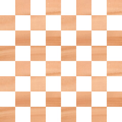 Watercolor chess board trendy pattern. Checkered plaid seamless texture. Print for cloth design, textile, fabric. Watercolor hand drawn pattern background. 