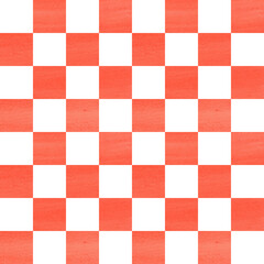 Watercolor chess board trendy pattern. Checkered plaid seamless texture. Print for cloth design, textile, fabric. Watercolor hand drawn pattern background. 