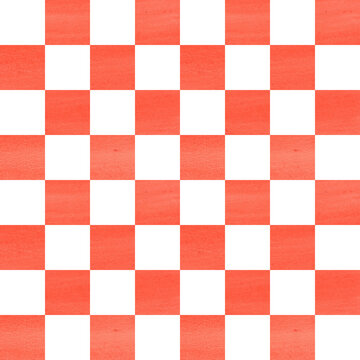 Fototapeta Watercolor chess board trendy pattern. Checkered plaid seamless texture. Print for cloth design, textile, fabric. Watercolor hand drawn pattern background. 