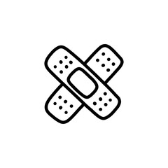 medical plaster, bandage doodle icon, vector color line illustration