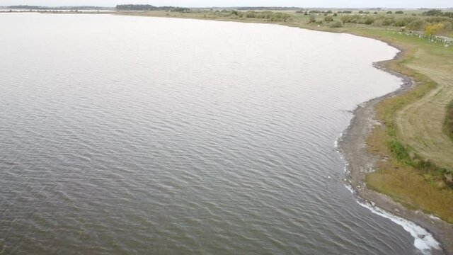 Beautiful Aerial shot Through Chascomus Lagoon Banks, Buenos Aires, Argentina