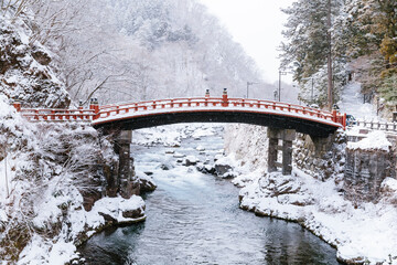 【栃木県】雪　日光　神橋　昼