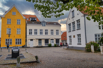 Streets and houses in old Hanseatic town Tonder in Denmark