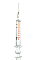 Empty Glass syringe isolated on a white background, Suitable for creative graphic design