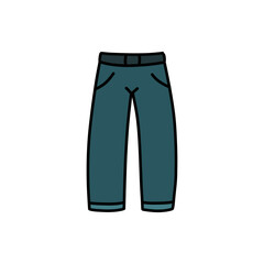 jeans doodle icon, vector color line illustration