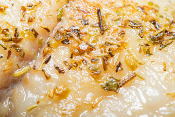 Fried fish in oil with herbs and spices with homemade fried potato. Simple, homemade food.