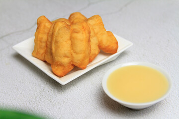 Thai dessert Patongo with Condensed milk