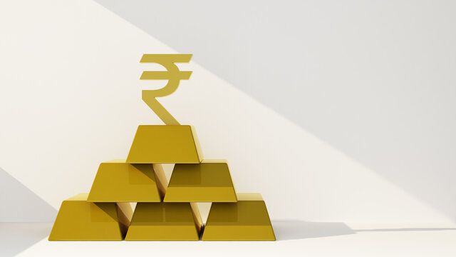 Gold Bars With Rupee Currency Symbol