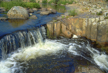 Pont des Negres - basalt formations on the Aubrac plateau around Nasbinals. Aubrac plateau, Massif...