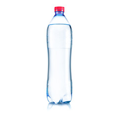 Plastic bottle with purified water. Mineral water bottle mockup. Bottle isolated on white background