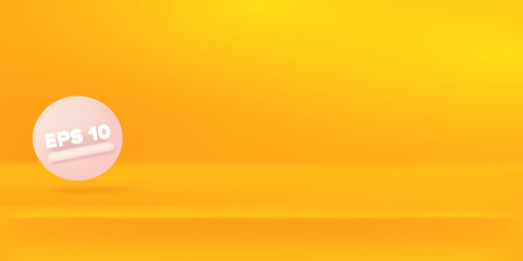Vector Empty pastel orange color studio table room background, product display with space for display of content design. Horizontal Banner for advertising products on website. Orange abstract podium