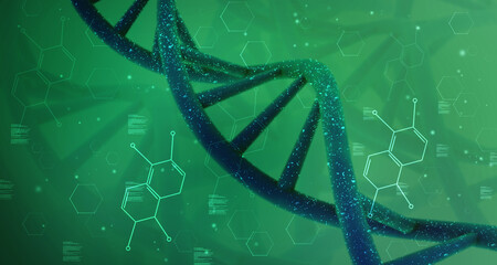3d render of dna structure, abstract background