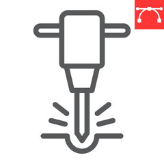 Construction jackhammer line icon