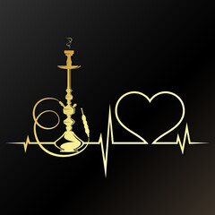 Golden hookah love and heart rate design