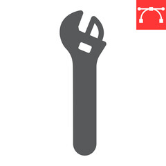 Adjustable wrench glyph icon