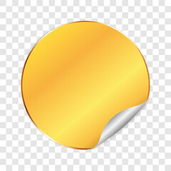 gold colored round sticker banner with gold frame on transparent background	