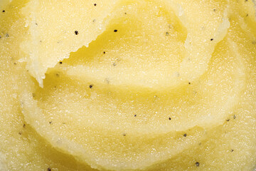 Texture of body scrub, closeup. Skin care product