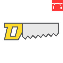 Hand saw color line icon