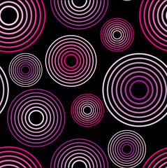 Simple circles geometric seamless pattern print black background