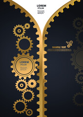 Abstract techno gear background with geometric colorful gear wheels. Space for gear text. Vector gears modern mechanism industrial concept. Technology gears background. Gears Vector illustration 