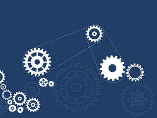 Abstract techno gear background with geometric colorful gear wheels. Space for gear text. Vector gears modern mechanism industrial concept. Technology gears background. Gears Vector illustration 