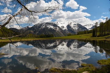 Fototapeta na wymiar lago di montagna riflesso 