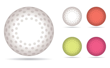field hockey balls, set of five, detailed isolated on a white background