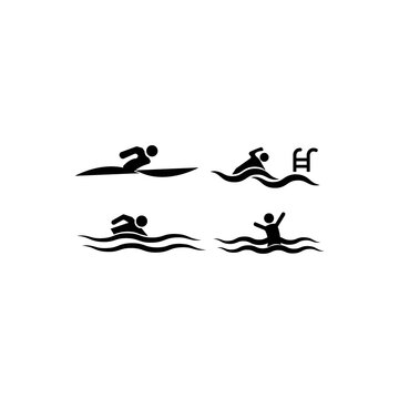 swimming logo vector icon illustration