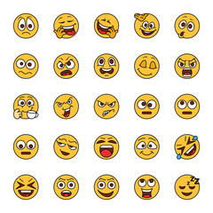 Obraz premium Filled outline icons for emojis.