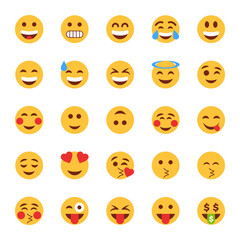 Flat icons for emojis.