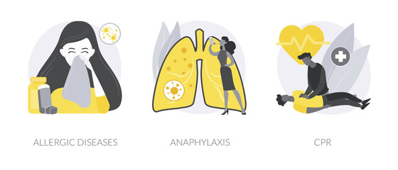 Allergy emergency help abstract concept vector illustrations.