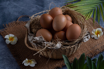 asket of decorated chicken eggs
