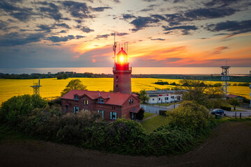 Leuchtturm von Bastorf bei Kühlungsborn im Sonnenuntergang
