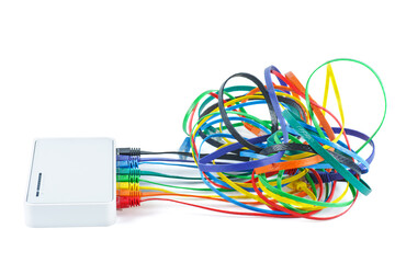 Network switch and colored UTP ethernet cables