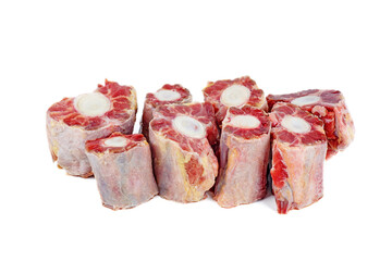 Cut raw oxtails isolated on a white background