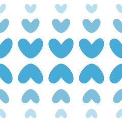Simple minimalist seamless pattern with hearts for wallpaper, textile, wrapping paper or home interior. Romantic love motives for Valentines day in blue and white. Cozy hygge motives for bedroom.