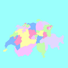 Vector map of Switzerland's cantons to study