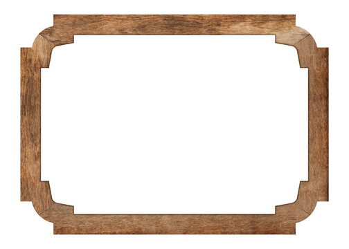 Brown wood frame or photo frame isolated on white background. Object with clipping path