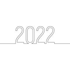 2022 one line drawing style. Vector illustration.