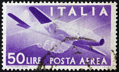 Postage stamp Italy 1947 Plane and Clasped Hands