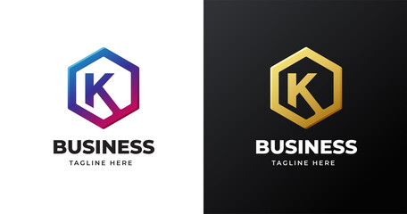 Letter initial K logo vector illustration with geometric shape design