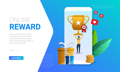 Loyalty program and get rewards, flat design for landing page, template, web banner, ui, cover, mobile app, banner. Vector illustration