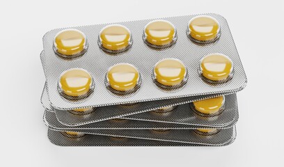 Realistic 3D Render of Blister with Pills