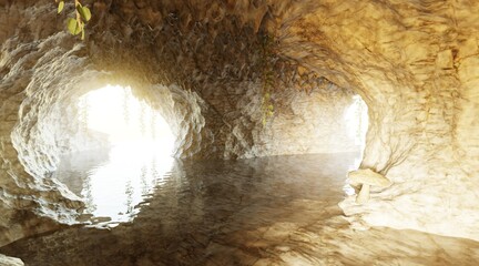 Realistic 3D Render of Cave