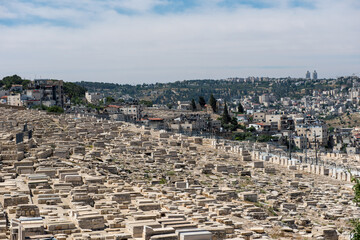 Graveyards in the Jewish Cemetery on the Mount of Olives, Jerusalem, Israel