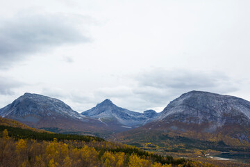 Autumn landscape and mountains in South of Norway